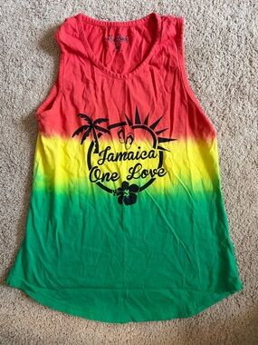 Jamaica One Love Colorblock Tank Top - Red Yellow Green Tie Dye